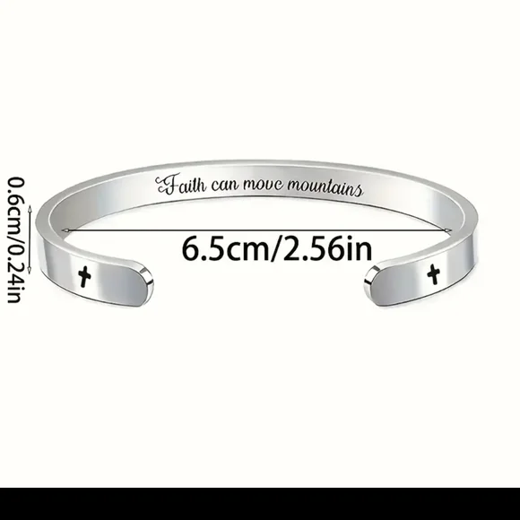 Silver Inspirational Cuff Bracelet - Picture 5 of 5